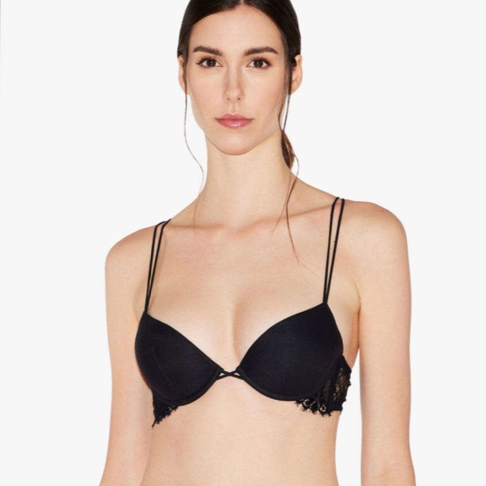 La Perla Black Padded Push-up Bra with Leavers Lace Trim